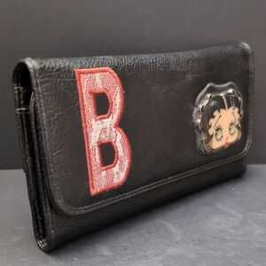 Betty Boop Faux Leather Wallet with B Initial And Character Emblem.